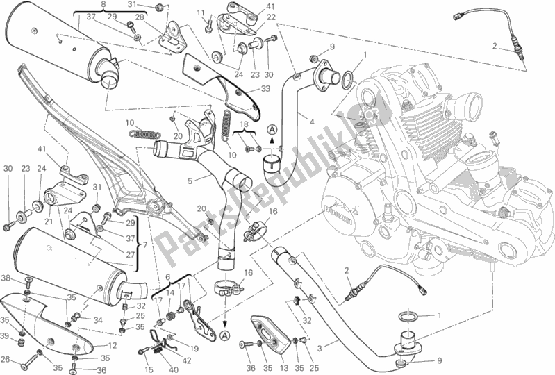 Wszystkie części do System Wydechowy Ducati Monster 659 ABS Australia 2012